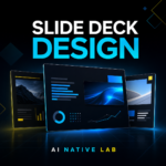 Ảnh bìa Slide Deck Design Package của AI Native Lab với giao diện slide công nghệ màu xanh cyan