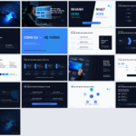 Ảnh montage xem trước 17 slide phong cách dark-tech xanh lam chuyên nghiệp, chỉnh sửa được trong PowerPoint